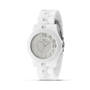 Marc Jacobs Rivera White Glitz Logo Watch, 40mm